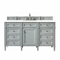 James Martin Vanities Brittany 60in Single Vanity, Urban Gray w/ 3 CM White Zeus Quartz Top 650-V60S-UGR-3WZ